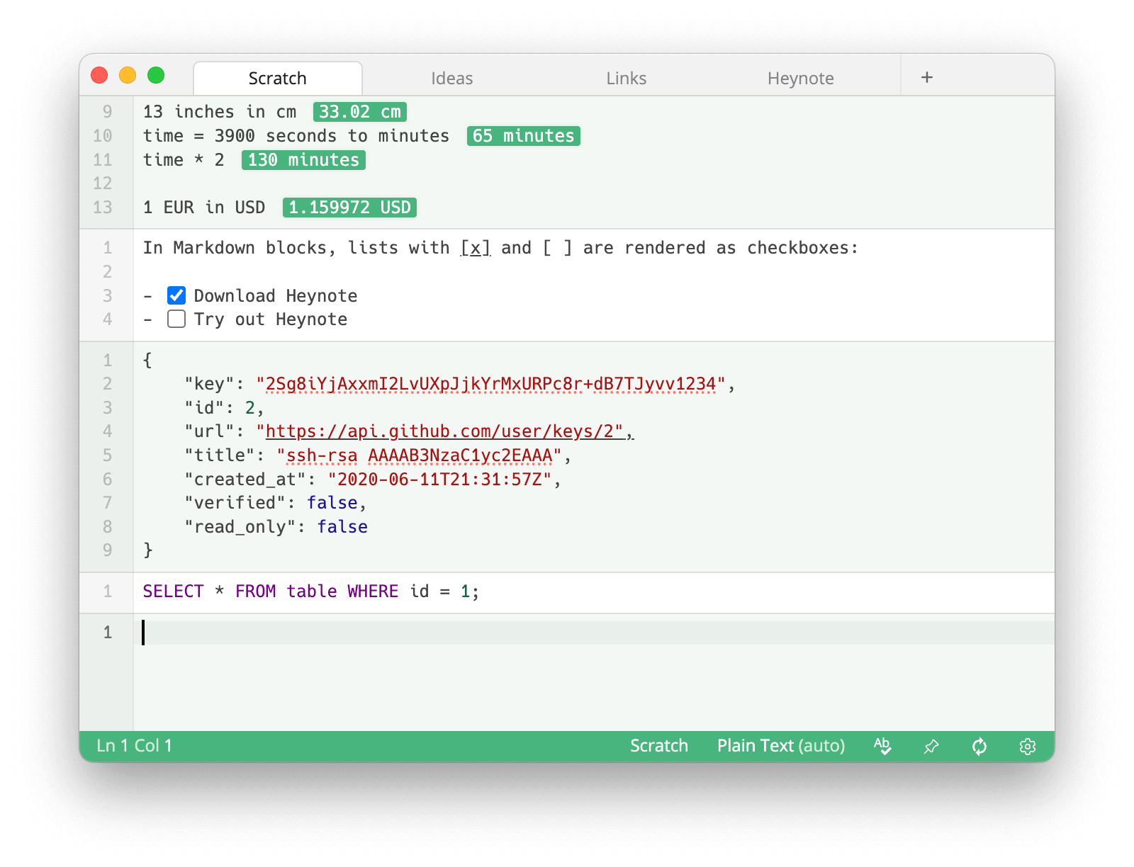 Screenshot of Heynote